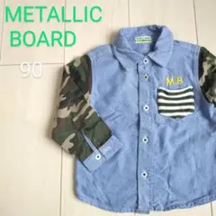 ◎新品未使用◎【METALLIC BOARD】90㎝＊デニム袖迷彩切り替えシャツ