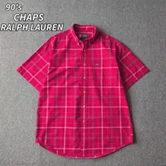 90s ラルフローレン 半袖 シャツ チェック チャップス ボタンダウン L