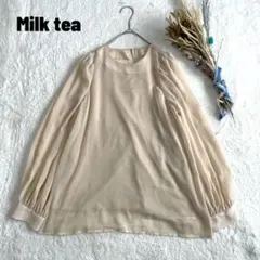 Milk tea 楊柳シフォンブラウス M ベージュ 長袖 ボリュームスリーブのサムネイル