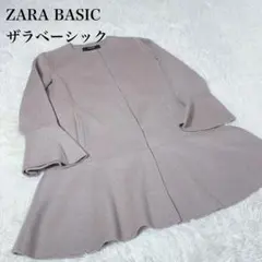 【美品】ZARA BASIC ノーカラーコート M ベージュ フレア シンプル