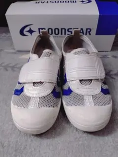 MOONSTAR メッシュ 上履き ホワイト/ブルー　19.5EE