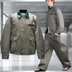 sacai Cotton Chino Blouson 【3】 襟レザー　グレー