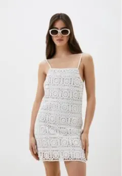 Zara ホワイト クロシェ キャミワンピース xs