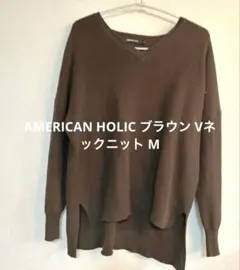 AMERICAN HOLIC ブラウンVネックニット M美品✨値下げ中❣️週末まで