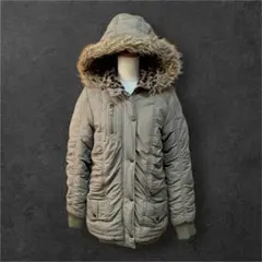 y2k 平成ギャル 地雷系 ミリタリー ファーフードヒョウ柄モッズコート 中綿