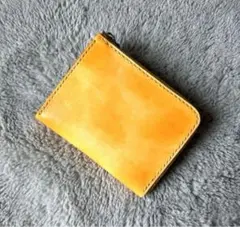 【手染め】ヌメ革 マチありL字ファスナー レザークラフト イエロー&オレンジ