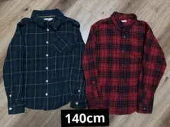 長袖シャツ チェックシャツ キッズ 子供服 140cm セット売り 西松屋 GU