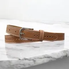 美品　レザーベルト　穴あき　ブラウン　カジュアル　シンプル　225-8477