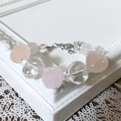 ブレスレット◆No.051◆◆◆薔薇彫りローズクォーツ☆ハート