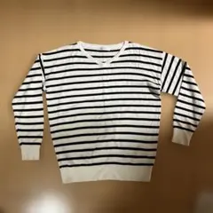 BACK NUMBER ストライプ Vネックセーター M