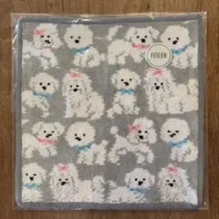 新品未開封★ モフモフワンチャン　ハンカチ グレー