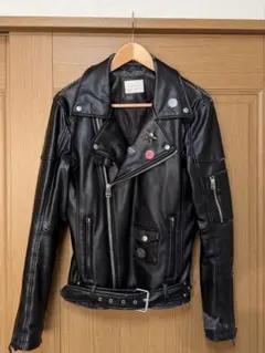 ZARA MAN ブラックレザー ダブルライダースジャケット
