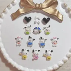 ポチャッコ 緑 青 黄色 ピンク 白ネイルパーツ 10個セット(パーツおまけ)