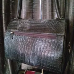 高級高品質　極美品　JRA認証　クロコダイル　特殊染め　ダ−クブラウンパ−ルメタ