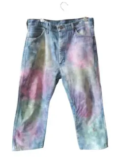 90s Wrangler タイダイペイントカスタム ストレートデニムパンツ 