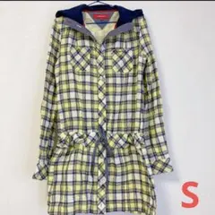 TOMMY GIRL フード付き ワンピース　長袖 イエロー チェックのサムネイル