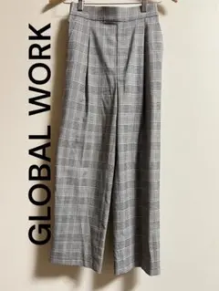 GLOBAL WORK グローバルワークグレー系チェック スラックスXS