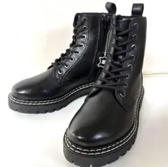 ★極上の本革！黒23cm★【新品】今年は最上級の本革を！★本革ブーツ：ジップ付