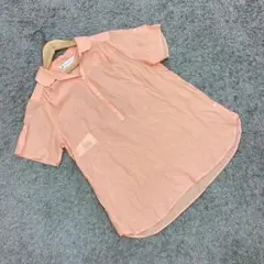 ✨KUMIKYOKU✨半袖シアーシャツ♡袖ロールアップ可♡透け感♡オレンジ(3)