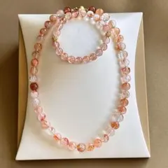 天然石オーロラクォーツ ライモナイトインクォーツ ネックレス＆ブレスレットセット