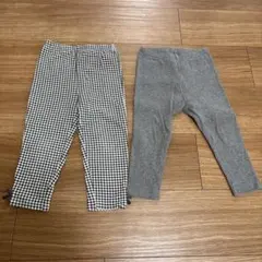 ベビー レギンス チェック柄 グレー 2点セット