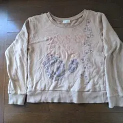 più ベージュ トレーナー ハートデザイン