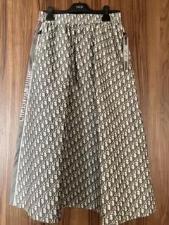 Christian Dior フレアスカート ホワイト/グレー/オブリーク/ロゴ
