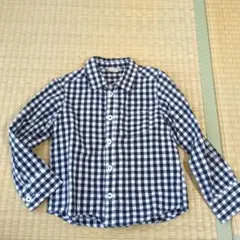 petit main 長袖シャツ 110 ブラック・ホワイトチェック