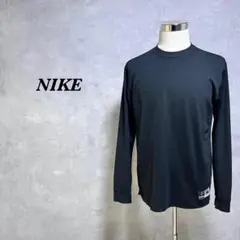 【希少XL】ナイキ ロンT カットソー ロゴ刺繍 ストレッチ ブラック 4099