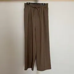 ブラウン ワイドパンツ ゴムウエスト