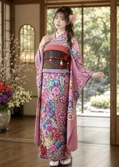 こぶさんオレンジ赤系　振袖フルセット　モモ　値下げ不可 こぶさん様専用オレンジ赤系 振袖フルセット モモ 値下げ不可 - メルカリ