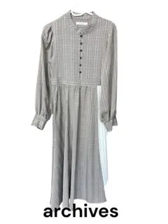archives チェック柄 長袖ワンピース
