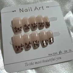 102現品　ネイルチップ　量産型　Sサイズ　可愛い　豹柄　マグネット　通勤