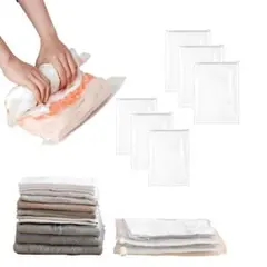 圧縮袋 旅行用　衣類圧縮袋 手巻き　衣類収納　6枚