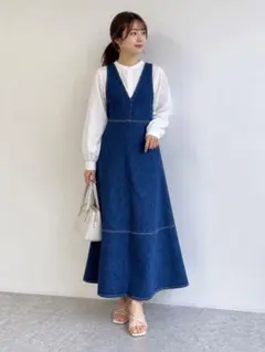 新品未使用 GU デニムジャンパードレス ワンピース スカート 春夏レディース服
