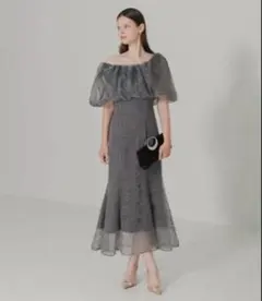 LEJA 2WAYオフショルダーパフスリーブマーメイドワンピースドレス Mサイズ