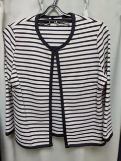 NATURAL BEAUTY BASIC ストライプカーディガン M