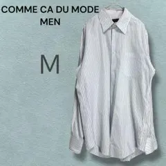 a45111/コムサデモードメン/ピンストライプシャツ/水色 × 黒/日本製