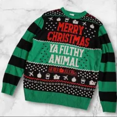 海外古着クリスマス柄ホームアローンニットアグリーセーター総柄ダサセーターXL