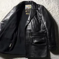 【雰囲気抜群】AERO LEATHER カーコート　馬革　ホースハイド　ブラックのサムネイル
