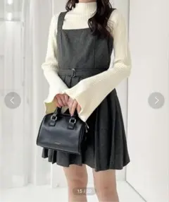 Heather ベルト付きプリーツミニジャンスカ ワンピース グレー