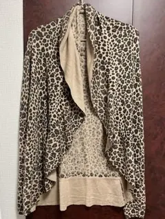 velvet レオパラード柄 長袖カーディガン