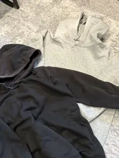 フード付きコットン混紡パーカー2色セット