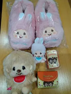 モンチッチ5点セット　ルームシューズ　ぬいぐるみ　マスコット　キーケース他
