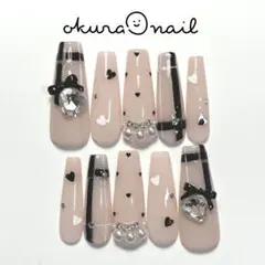 ⤵︎現品ネイルチップ♡スナ系 韓国 ワンホン ちゅるん 量産型 ガーリー チェック