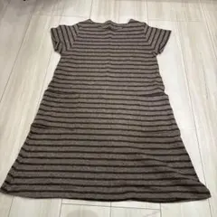 [R7]ストライプ柄 半袖ニットワンピース