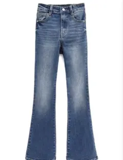 【新品タグ付き】ハイウエストフレアデニムパンツ［cu498］ブルー　S GRL