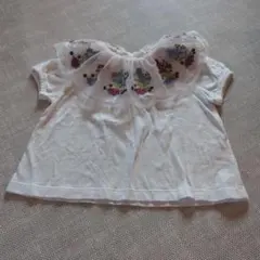 美品☆Seraph お花刺繍チュール襟 Tシャツ 90cm セラフ ホワイトのサムネイル