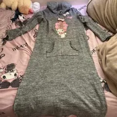 サンリオ マイメロディ フード付きルームウェア グレー