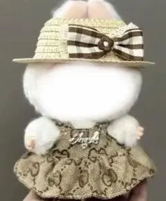 ラブブ　labubu ぬい服　スカート　ワンピース　麦わら帽子　2点セット